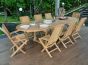 Salon de jardin en teck massif de qualité Ecograde© Malte, table ovale Florence extensible + 8 chaises et 2 fauteuils pliants Karimun