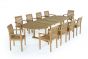 Ensemble salon de jardin en Teck de qualité Ecograde Venise - Table ovale extensible + 10 fauteuils Samoa empilables  