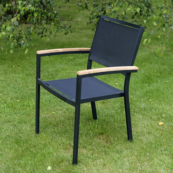 Fauteuil de jardin en aluminium et textilène noir Casablanca