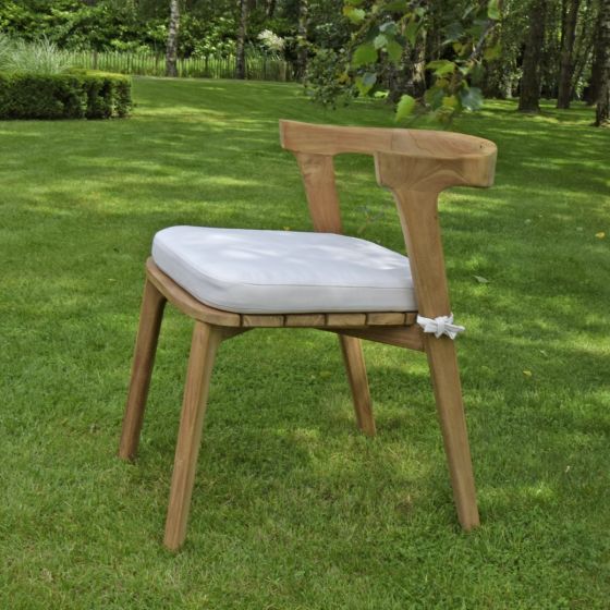 Chaise de jardin en teck massif Rumba avec son coussin écru