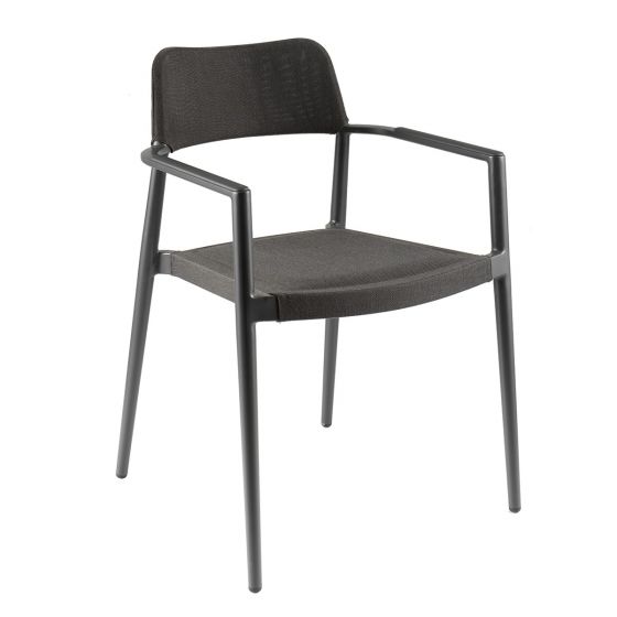 Fauteuil de jardin en aluminium et textilène anthracite Chili 