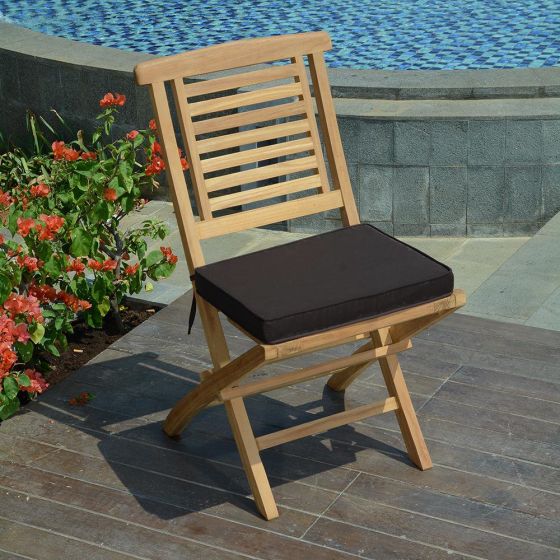 Chaise pliante en teck Barbade avec coussin noir