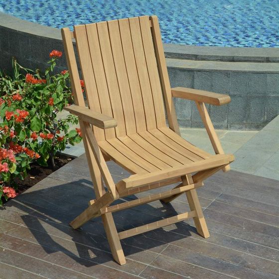 Fauteuils de jardin pliants en teck massif Karimun (lot de 2)