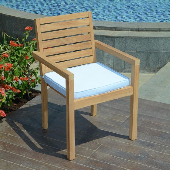 fauteuil de jardin empilable en teck Tivoli avec coussin écru