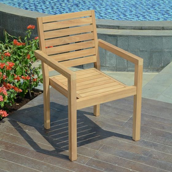 Fauteuil de jardin empilable en teck massif Tivoli