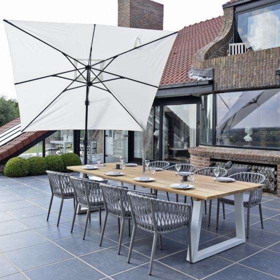 Parasol déporté 3x3 m alu noir toile écrue Poseidon 