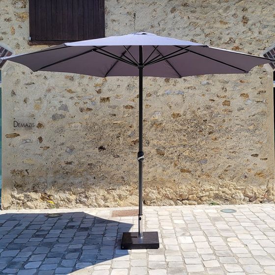 Parasol Kalomo avec mât en aluminium et toile grise de 350 cm de diamètre 