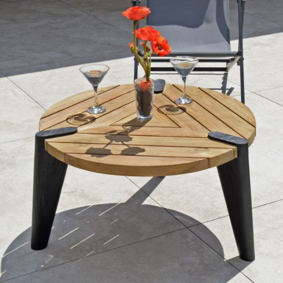 Table basse de jardin en teck recyclé 80 cm, Carmen