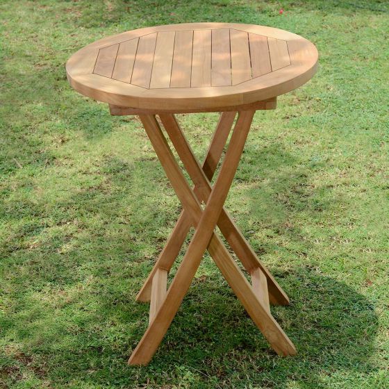 Table Bistrot pliante ronde en teck massif Ecograde©,  diamètre 60 cm