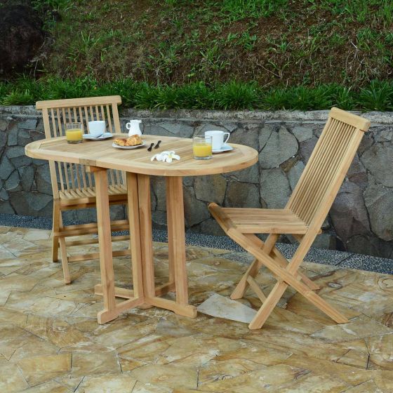 Table pliante ovale en teck Ecograde© Manoï pour balcon avec les chaises pliantes Java