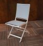 Chaise pliante en aluminium blanc et textilène gris clair Cassis