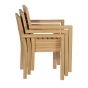 3 fauteuils fixes en teck massif de qualité Ecograde© Tivoli présentés empilés