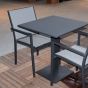 Chaise avec accoudoirs alu anthracite textilène gris Bari et table en alu pliante  