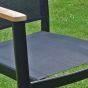 Détail du fauteuil de jardin en aluminium et textilène noir Bilbao