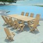 Salon de jardin en teck qualité Ecograde Cancun - table extensible et 8 chaises et 2 fauteuils pliants karimun
