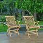 Lot de 2 fauteuils de jardin pliants en teck massif FSC Java 