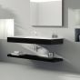 Meuble suspendu 120 cm noir avec plan vasque céramique Futura présenté avec l'étagère Futura disponible en option