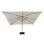 Parasol déporté 4x3 m en alu finition bois toile écrue Poseidon 