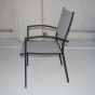 Chaise en aluminium anthracite et textilène gris clair Ronda vue de profil