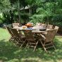 Salon de jardin en teck Ecograde© Miami, table ovale Florence extensible de 1.94 à 2.94 m + 2 fauteuils et 10 chaises Java