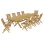 Salon de jardin en teck qualité Ecograde Alexandrie - table extensible et 8 chaises et 2 fauteuils pliants Barbade