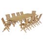 Salon de jardin en teck qualité Ecograde Murcie - table extensible et 8 chaises et 2 fauteuils pliants Barbade