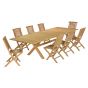 Salon de jardin en teck qualité Ecograde Messine - table extensible 1.94 à 2.94 m et 8 chaises pliantes Barbade