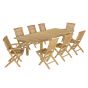 Salon de jardin en teck qualité Ecograde Almeria - table extensible 1.74 à 2.34 m et 6 chaises et 2 fauteuils pliants Barbade