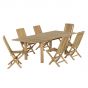 Salon de jardin en teck qualité Ecograde Kythira - table extensible 1.74 à 2.34 m et 6 chaises pliantes Karimun