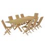 Salon de jardin en teck qualité Ecograde Canoas - table extensible et 8 chaises pliantes Karimun