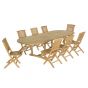 Ensemble salon de jardin en Teck de qualité Ecograde Catane - Table ovale extensible + 8 chaises pliantes Barbade