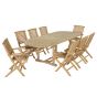 Salon en teck massif de qualité Ecograde© Kediri, table ovale Vérone extensible de 1.60 à 2.40 m + 6 chaises et 2 fauteuils pliants Barbade