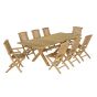 Salon de jardin en teck qualité Ecograde Livourne - table extensible 1.74 à 2.34 m et 6 chaises et 2 fauteuils pliants Barbade