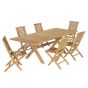 Salon de jardin en teck qualité Ecograde Manabo - table extensible 1.74 à 2.34 m et 6 chaises pliantes Barbade