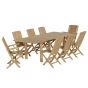 Salon de jardin en teck qualité Ecograde Pondichery - table extensible 1.74 à 2.34 m et 6 chaises et 2 fauteuils pliants Karimun