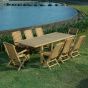Ensemble de jardin en teck qualité Ecograde Pondichery - table extensible 1.74 à 2.34 m et 6 chaises et 2 fauteuils pliants Karimun