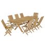Salon de jardin en teck massif qualité Ecograde Batang - table extensible 1.74 à 2.34 m et 6 chaises pliantes Karimun