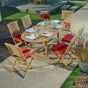 Ensemble de jardin en teck massif qualité Ecograde© Hermel, table ovale Sirius extensible de 1.2 à 1,8 m + 4 chaises et 2 fauteuils pliants Barbade