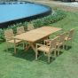 Ensemble de jardin en teck qualité Ecograde Byblos - table extensible 1.74 à 2.34 m et 6 fauteuils empilables Tivoli