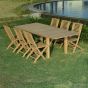 Ensemble de jardin en teck qualité Ecograde Valdemoro - table extensible 1.74 à 2.34 m et 6 chaises pliantes Barbade