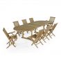 Ensemble salon de jardin en teck Ecograde© Biarritz, table ovale Florence extensible + 2 fauteuils et 6 chaises Java 