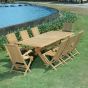 Ensemble de jardin en teck qualité Ecograde Teresina - table extensible 1.74 à 2.34 m et 6 chaises et 2 fauteuils pliants Karimun