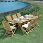 Salon de jardin en teck qualité Ecograde Teresina - table extensible 1.74 à 2.34 m et 6 chaises et 2 fauteuils pliants Karimun
