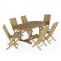 Ensemble salon de jardin en teck Ecograde Sirocco, table ovale Sirius extensible de 1.20 à 1,80 m + 6 chaises pliantes Karimun