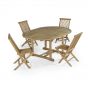 Ensemble salon de jardin Wesport en teck massif de qualité Ecograde, table ronde Roma extensible de 1,2 à 1,7 m + 4 chaises pliantes Java