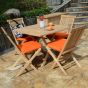 Table de jardin pliante carrée de 90 cm en teck massif de qualité Ecograde© avec 4 chaises pliantes Java