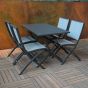 Table pliante rectangulaire en aluminium anthracite 110 x 70 cm Grasse avec les chaises Cassis