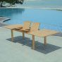 Table de jardin extensible rectangulaire en teck massif 194/294 x 110 cm Constantine XL avec rallonges papillon