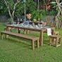 Tabouret en teck massif recyclé Toscagne avec la table et les bancs en teck Callao