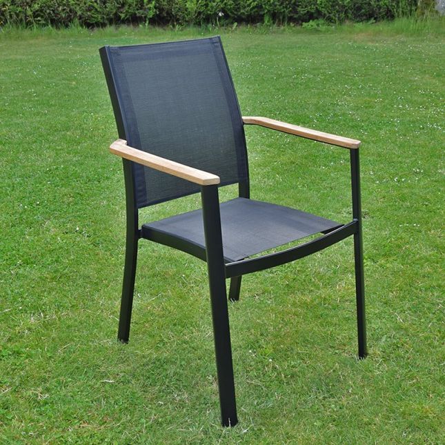 Chaise de jardin avec accoudoirs en métal
